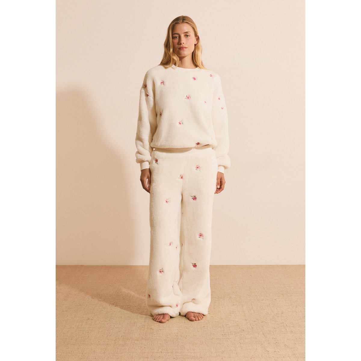 Pantalon de pyjama à motif floral BELLA ecru, ETAM