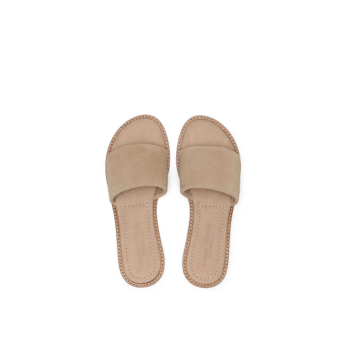Mule modèle Babette en cuir de vachette velours doux beige, MARC O'POLO