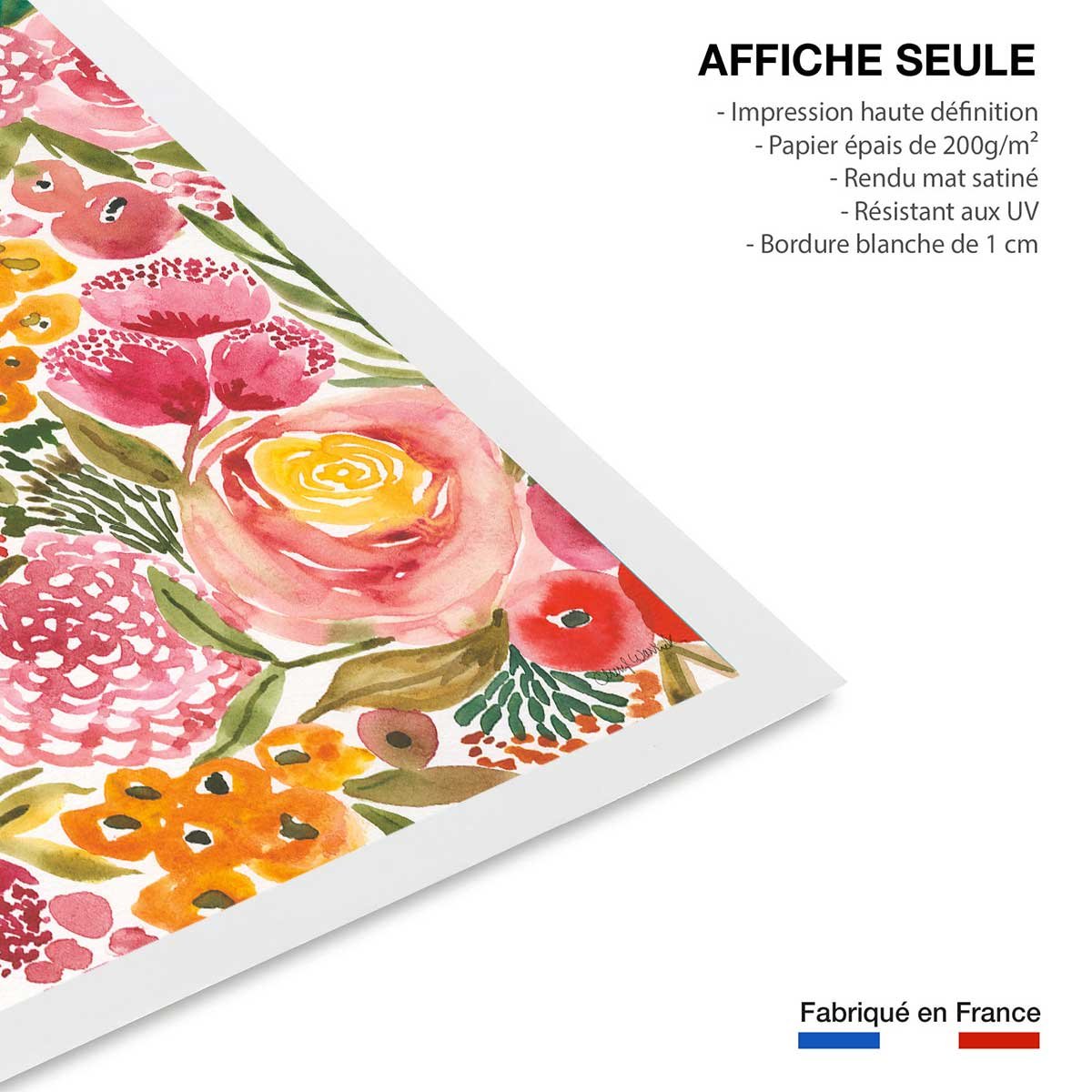 Poster fleurs pivoine affiche seule, HEXOA