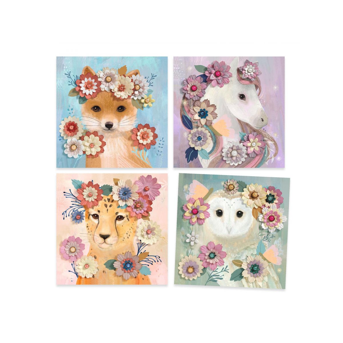 Papier créatif - Couronnes de fleurs couleur unique, DJECO