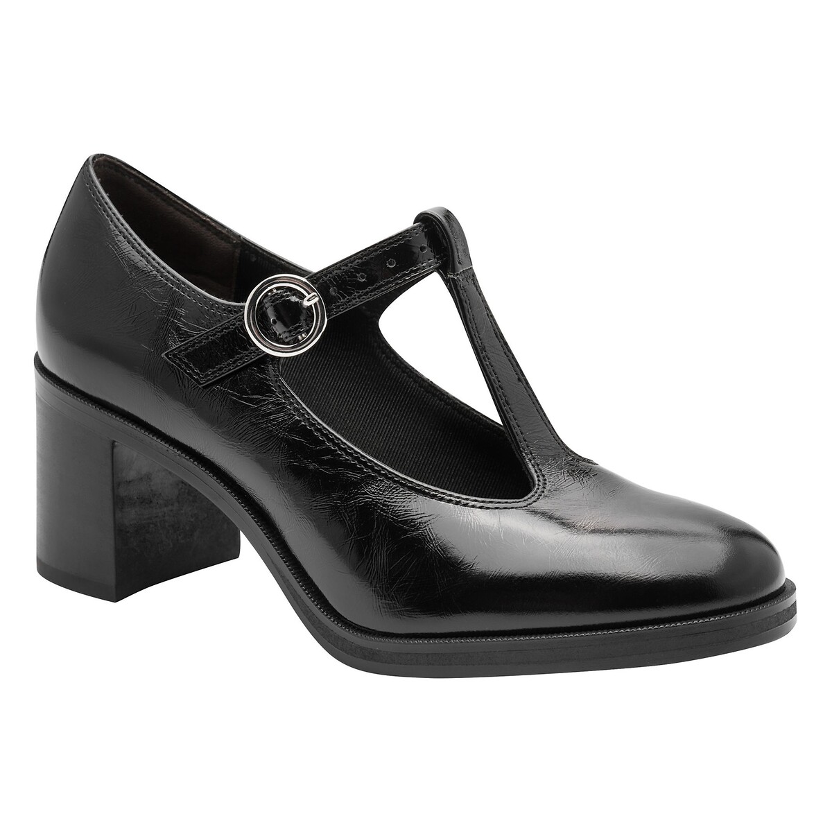 Chaussures salomé en cuir à talons noir, TAMARIS