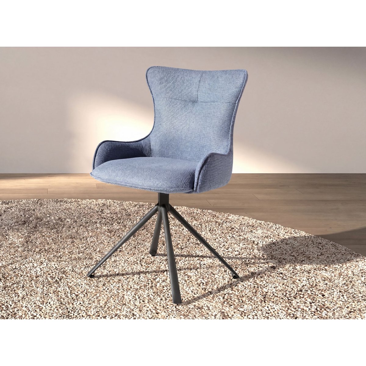 Chaise pivotante en tissu bleu | gris foncé, ANGEL CERDA