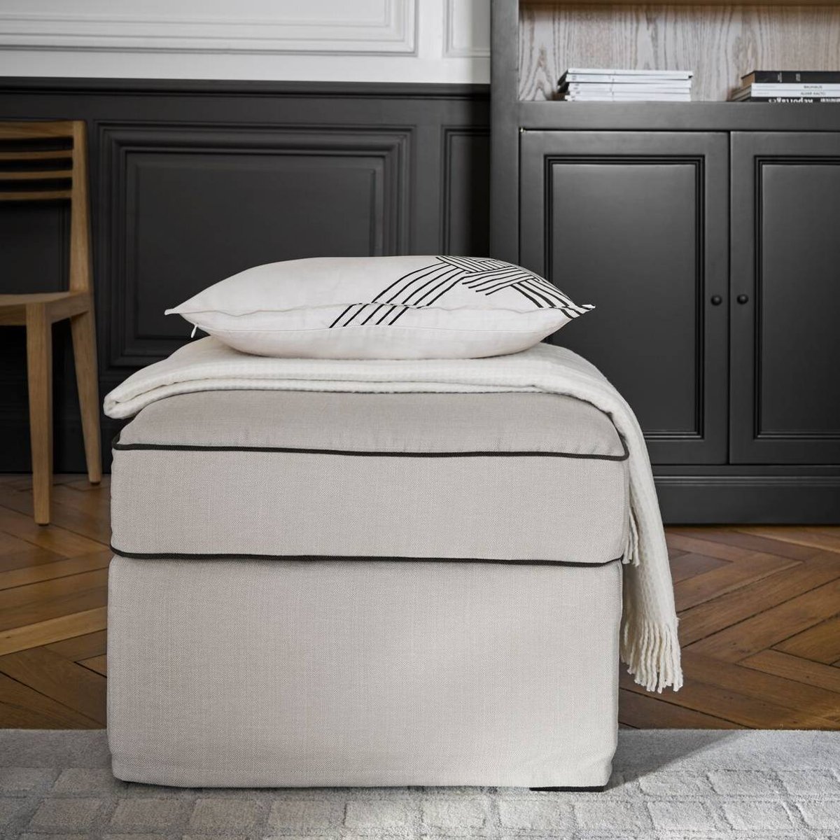 Plaid nid d'abeille coton polyester recyclé - PAZENN gris, CAMIF