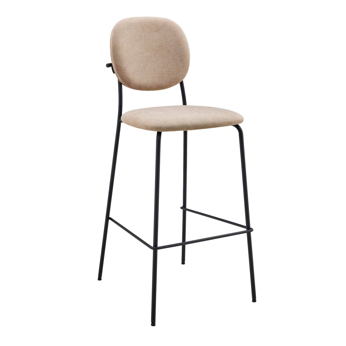 Lot de 2 chaises hautes en acier et tissu, LYA beige, OVIALA