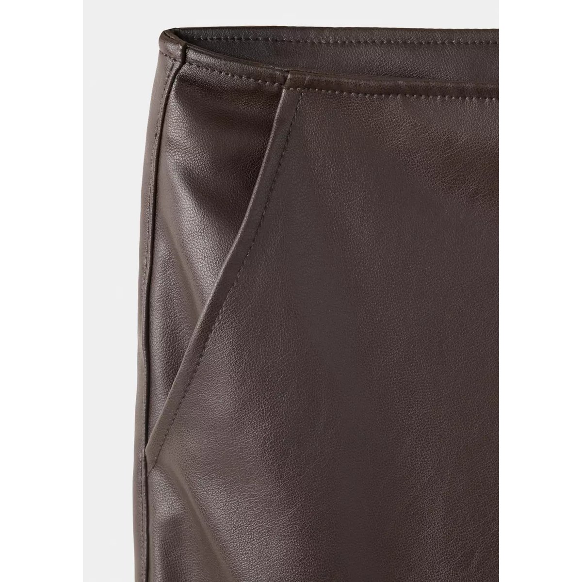 Pantalon large en cuir synthétique marron, MANGO TEEN