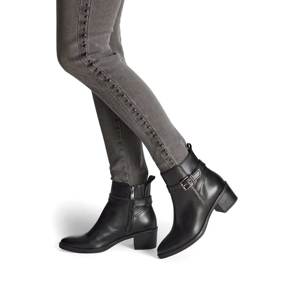 Bottine en cuir noir, MARCO TOZZI