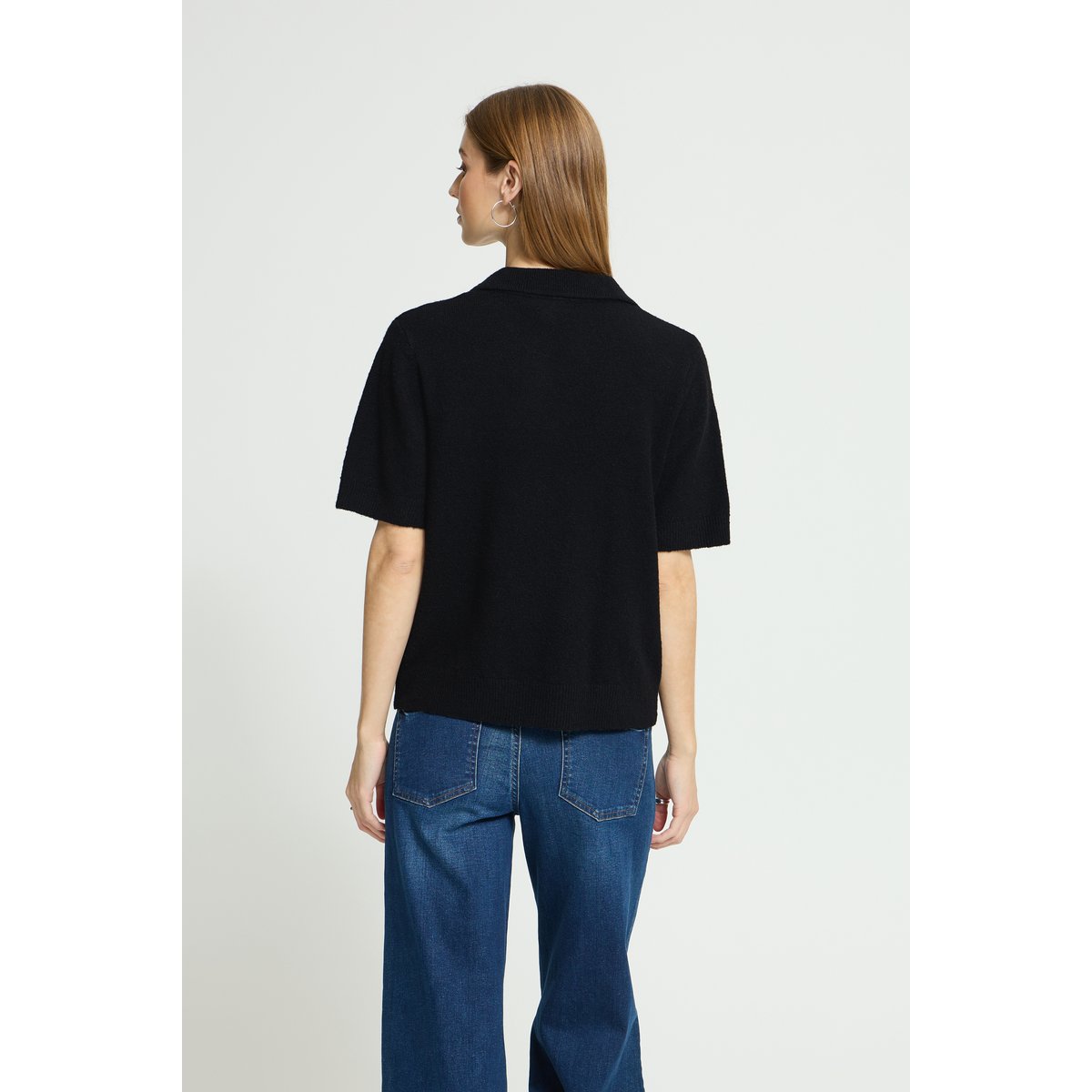 Pull en maille manches longues noir black, ICHI