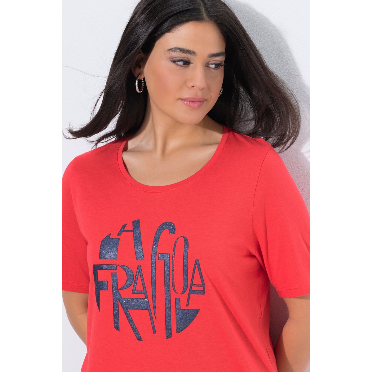 T-shirt à message corail, ULLA POPKEN