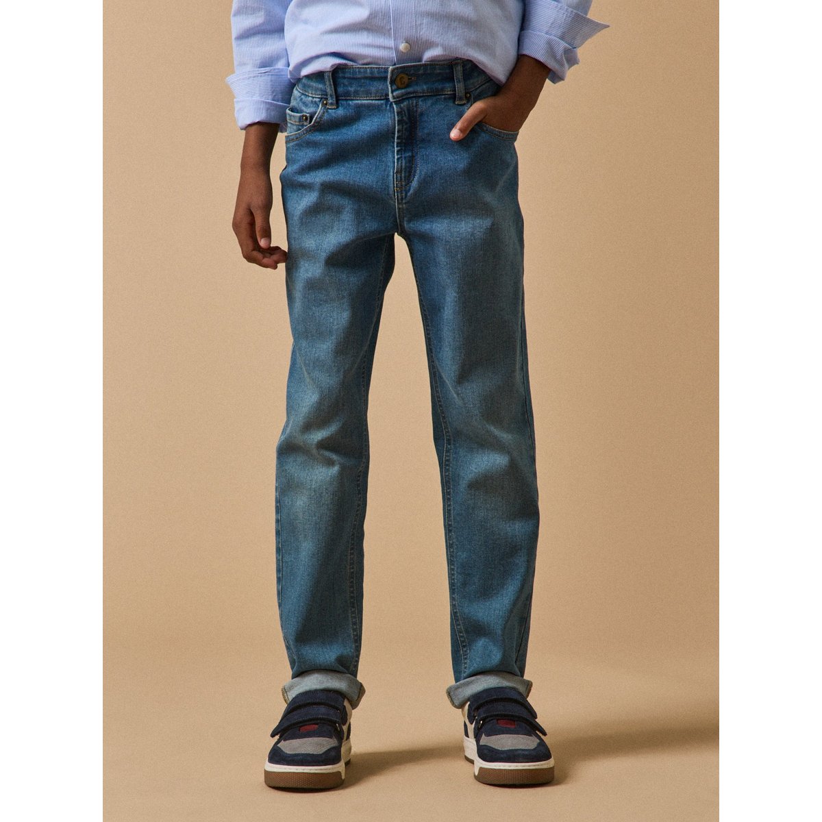 Jean droit bleu moyen uni, CYRILLUS