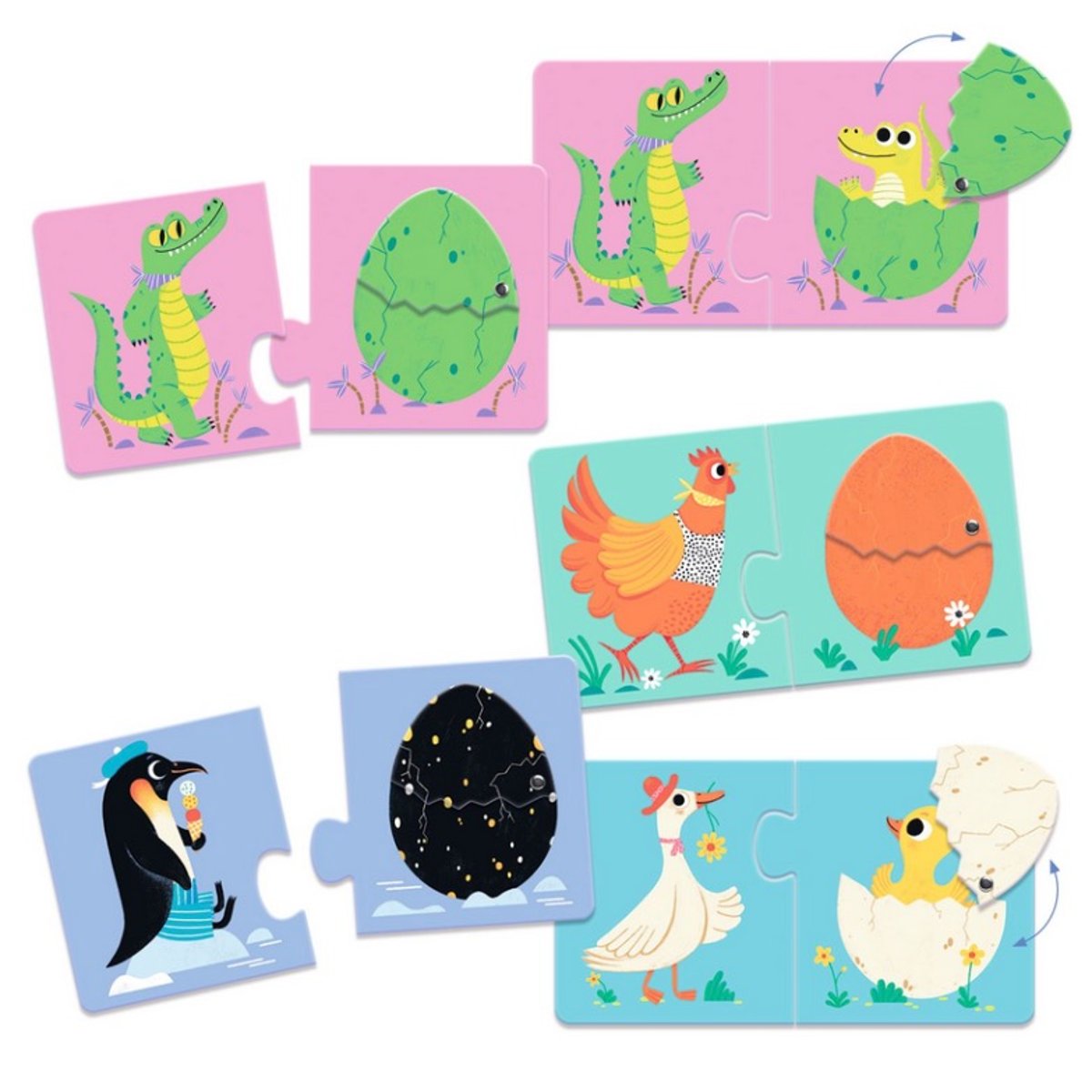 Puzzle Duo Articulo Les œufs rigolos multicolore, DJECO
