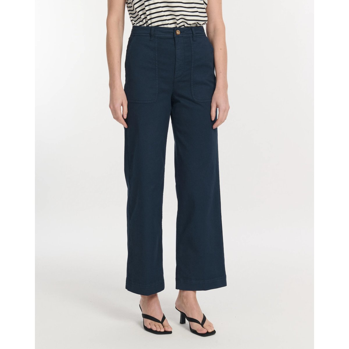 PANTALON DROIT LARGE TAILLE HAUTE UTILITY STRETCH marine, LABDIP