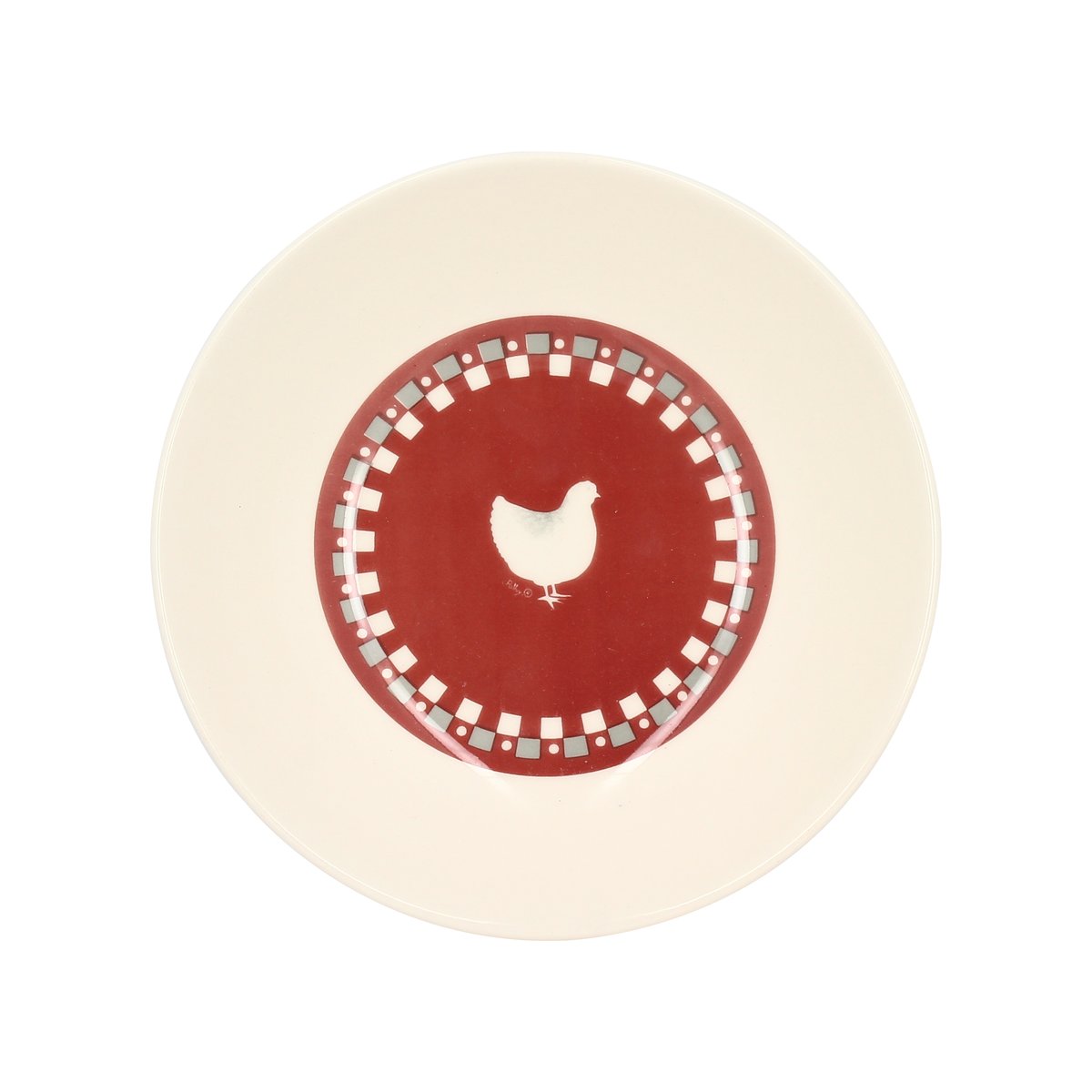 Lot de 6 assiettes creuses en grès 20cm, GALLINA blanc-gris-rouge, NOVASTYL