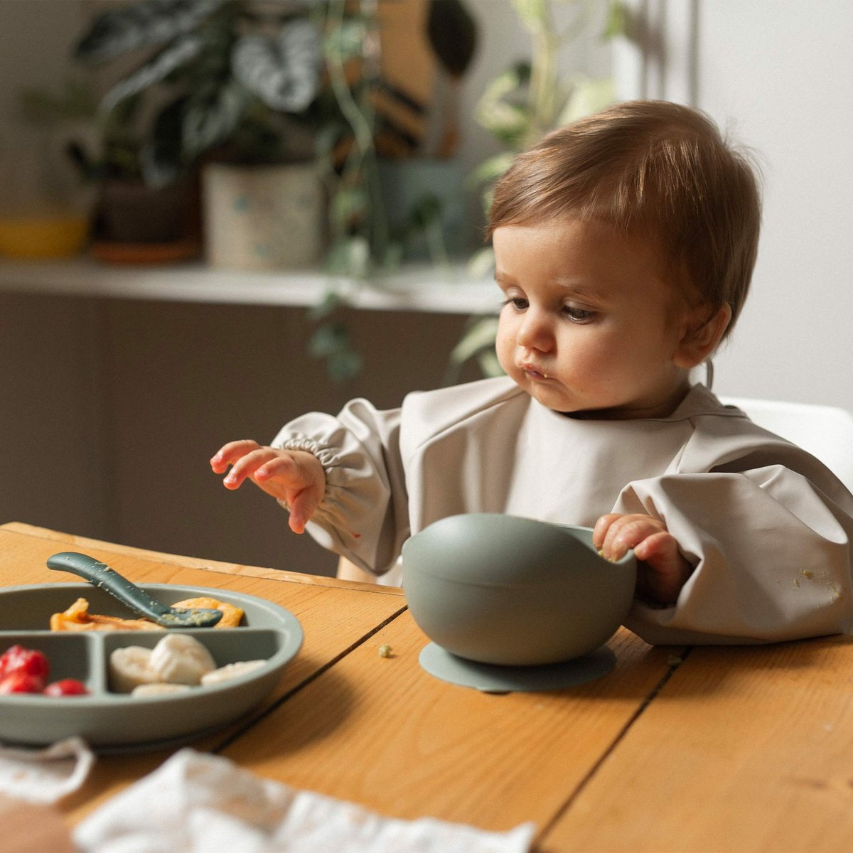Kit repas silicone bébé - 2 pièces verde, TROIS KILOS SEPT