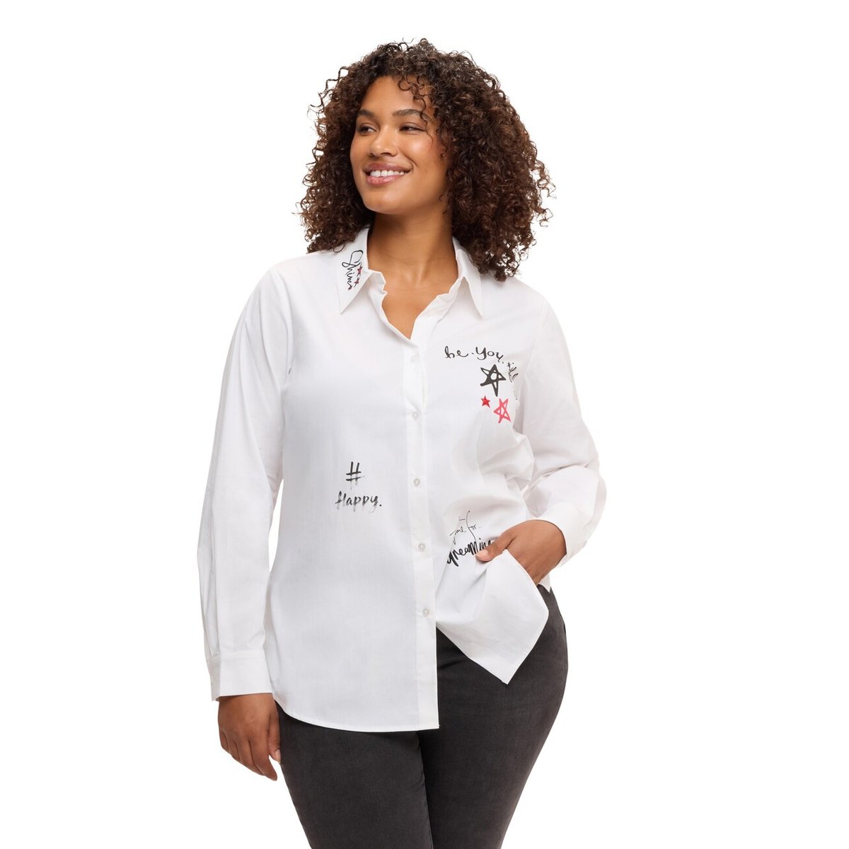 Chemise avec imprimé et broderies blanc, FIORELLA RUBINO