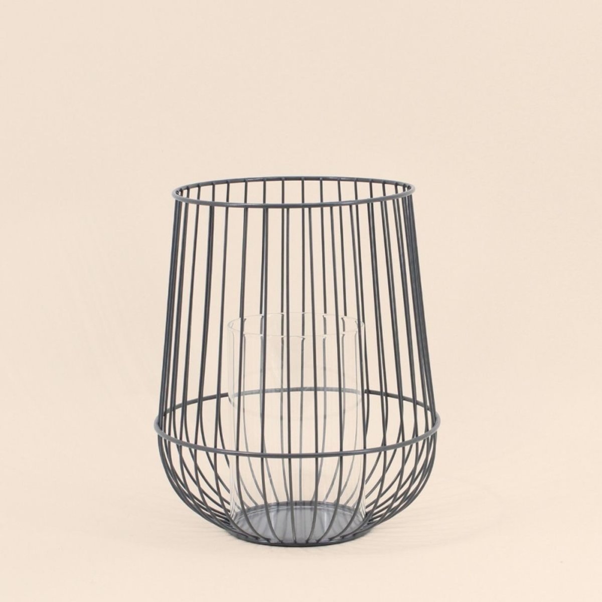 Lanterne en métal filaire 25cm gris, ORNAMI