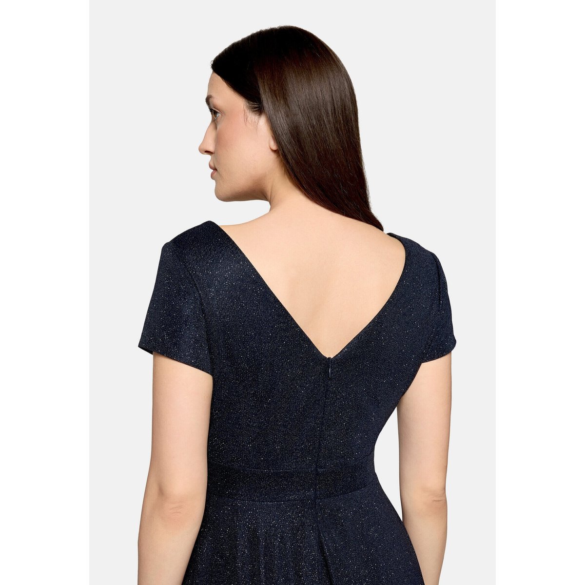 Robe de cocktail au look scintillant bleu foncé/gris, VERA MONT