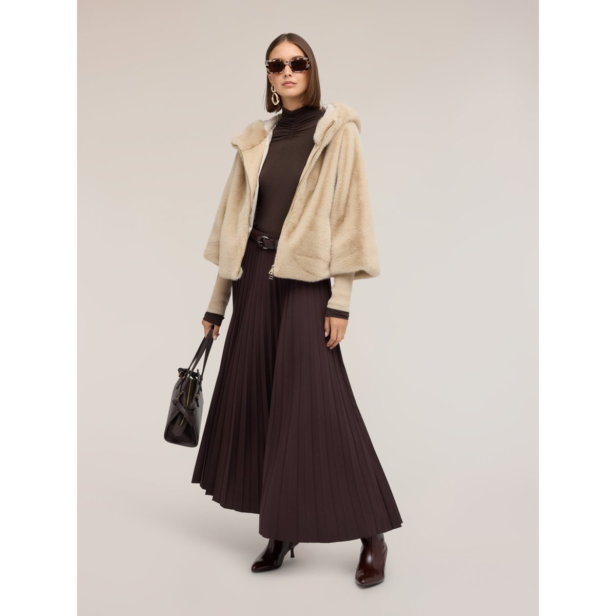 Blouson court à capuche beige, MOTIVI
