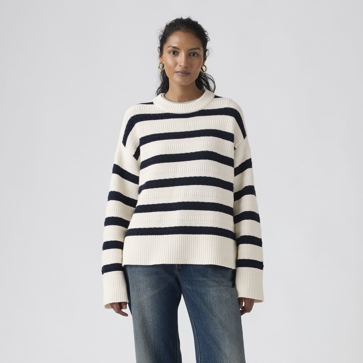 Pull col rond Candide multicolore - emma stripe egret, LEVI'S