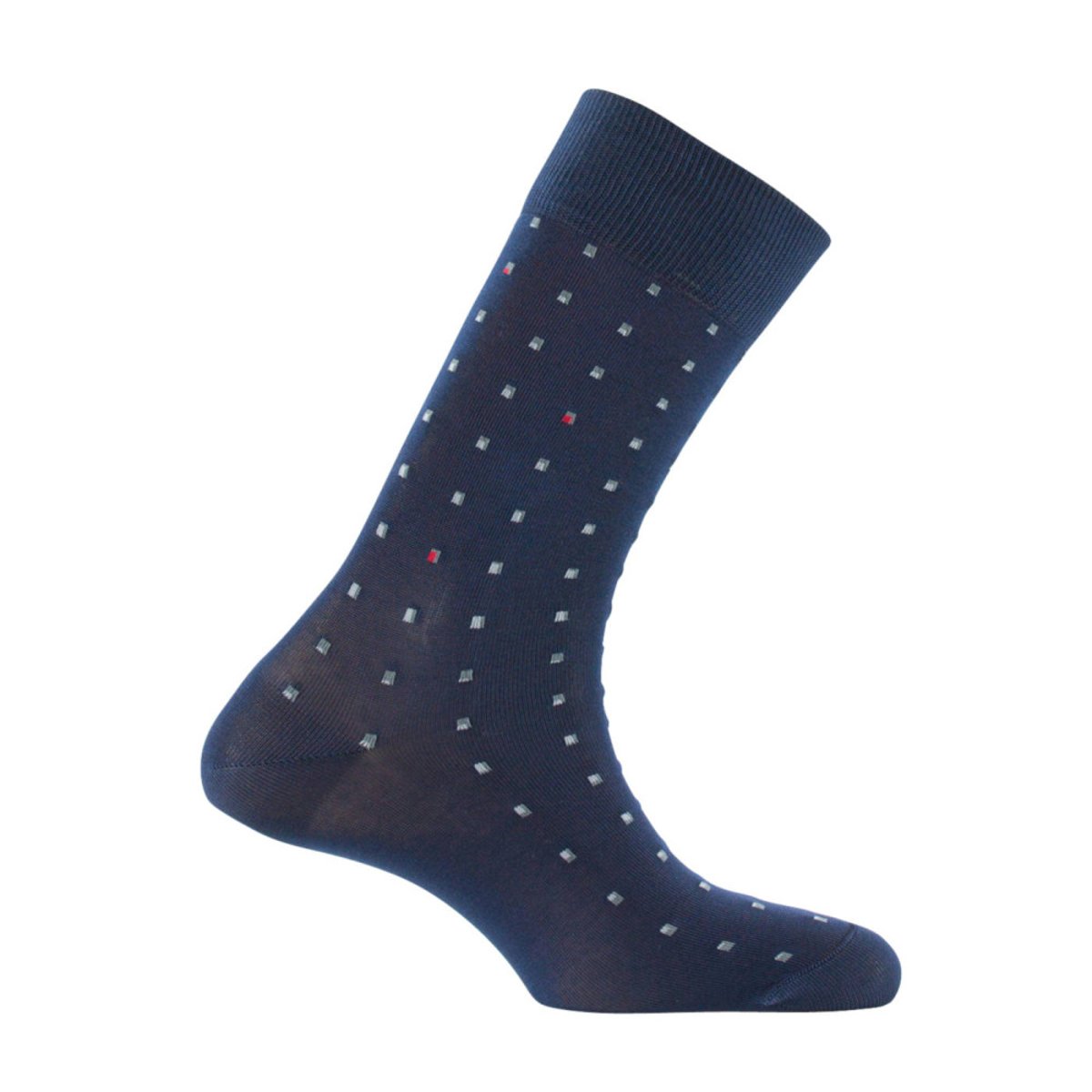 Lot de 2 paires de chaussettes fil d'écosse plumetis MADE IN FRANCE marine, KINDY