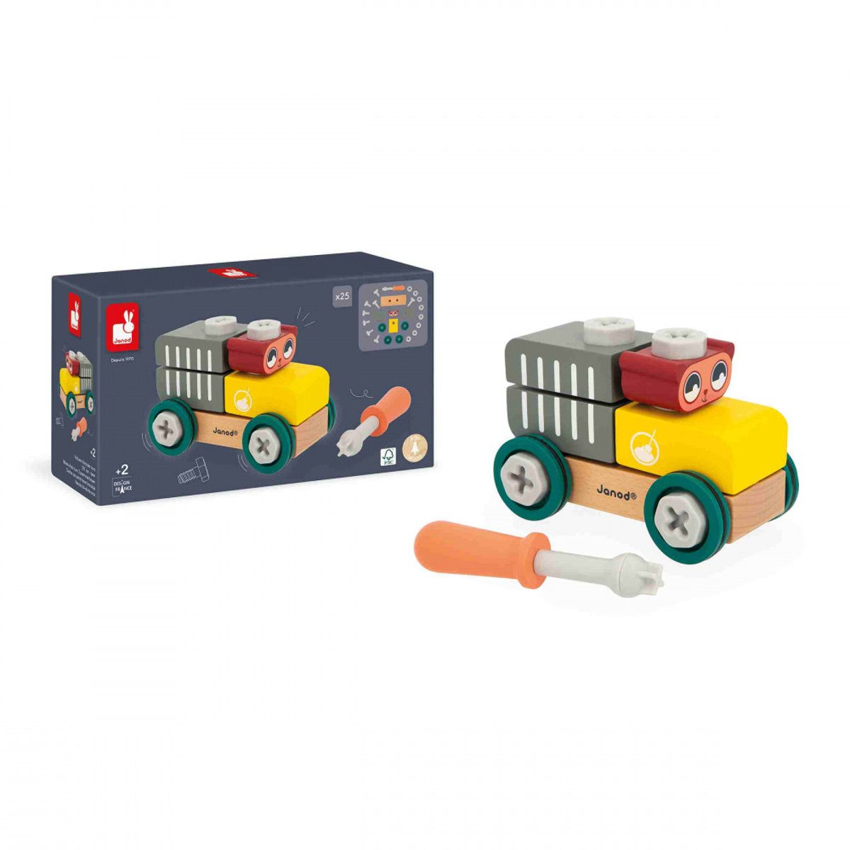 Jeu De Construction En Bois, Voiture À Bricoler multicolore, JANOD