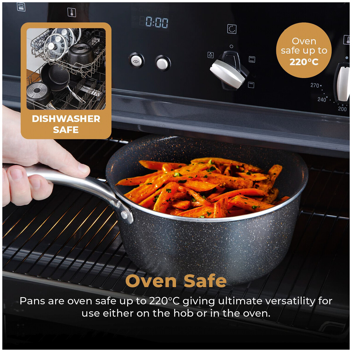 3-Piece Cerastone Pro Saucepan Set graphite, TOWER