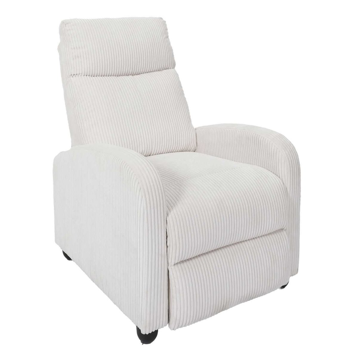 Fauteuil relax 3 positions en velours côtelé SCOTT beige, THE HOME DECO FACTORY