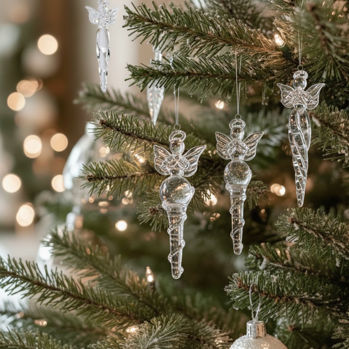 Set de 3 suspensions de noël fées en verre H9 transparent, SIA DECO