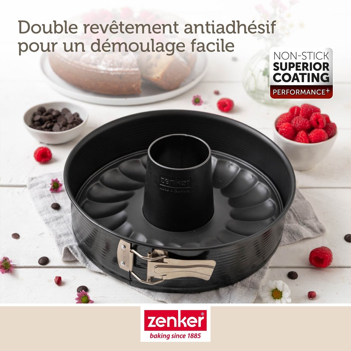 Moule à manqué et à savarin double fond 26 cm PERFECTBACK+ noir, ZENKER