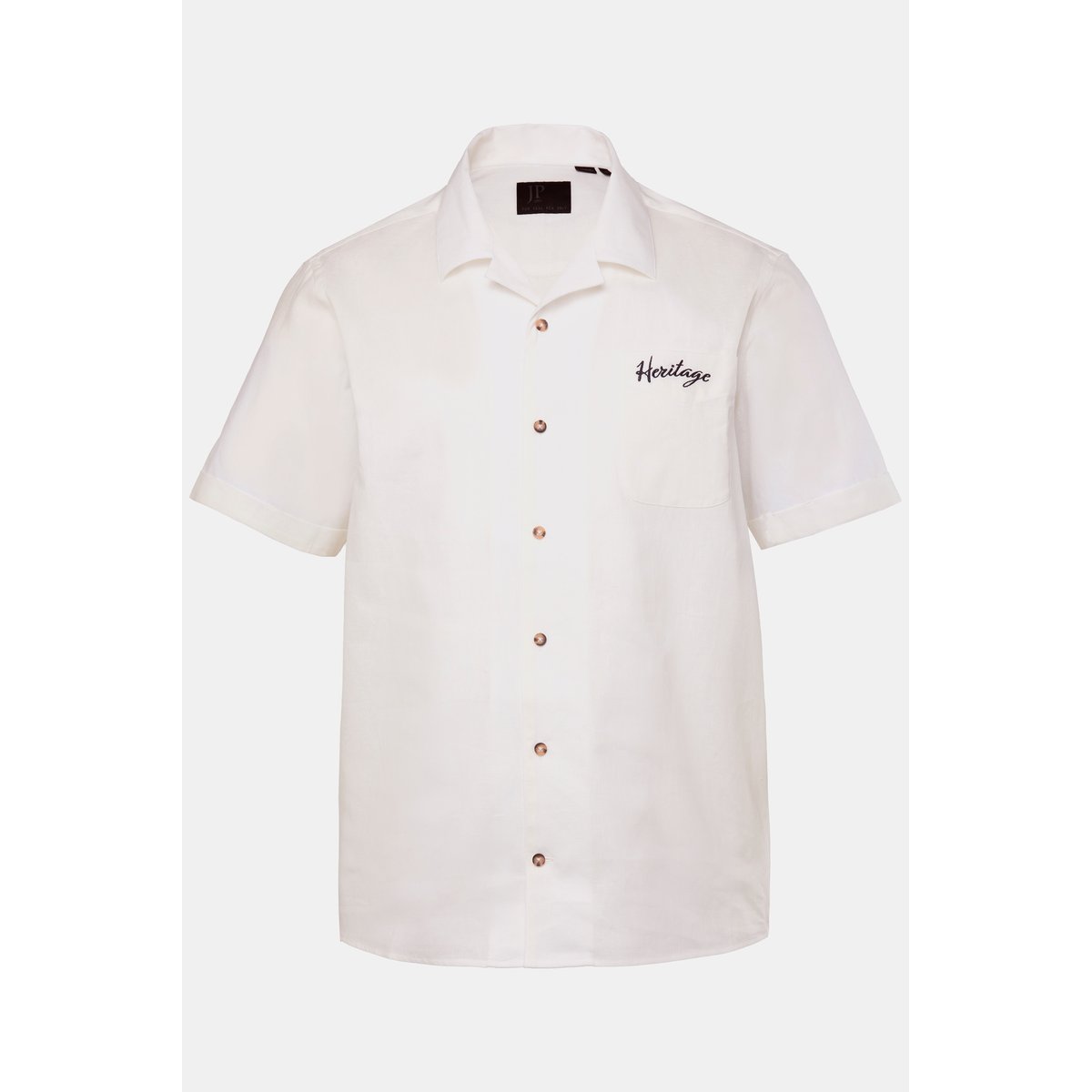 Chemise en lin mélangé, motif brodé blanc cassé, JP1880
