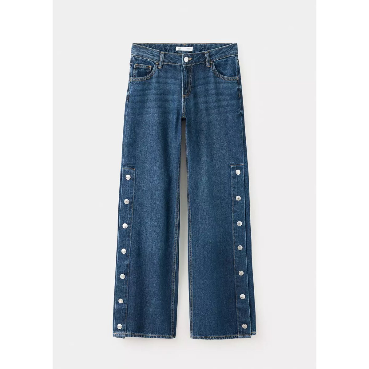 Jean wide leg boutons latérales bleu foncé, MANGO TEEN