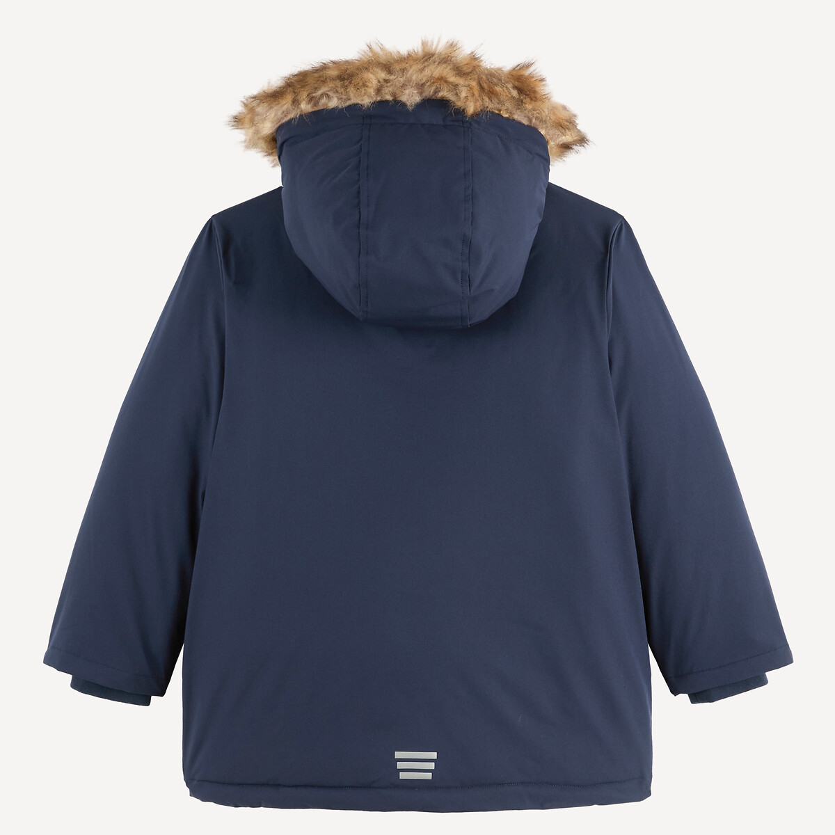 Parka chaude à capuche, bord imitation fourrure amovible bleu marine, LA REDOUTE COLLECTIONS