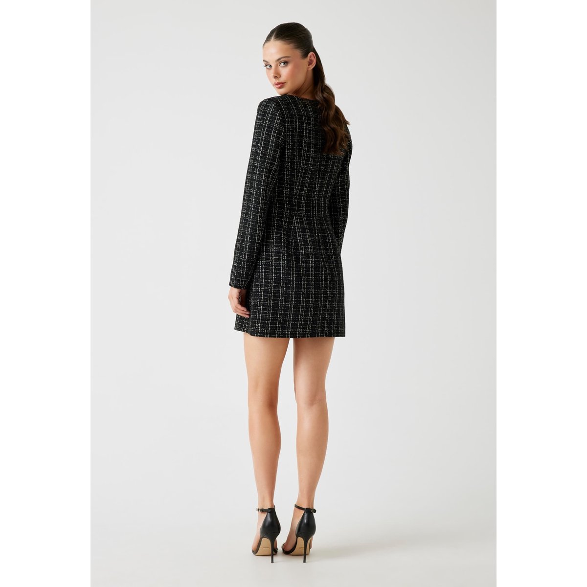 Mini Robe Tweed Bouclé noir, GUESS