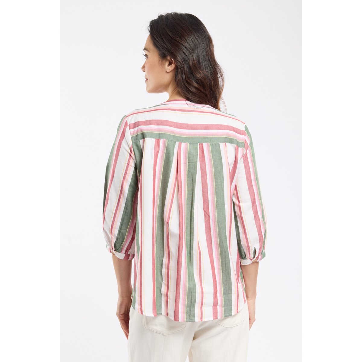 Chemise rayée en coton rayures ecru/garnet/shadow, ARMOR-LUX