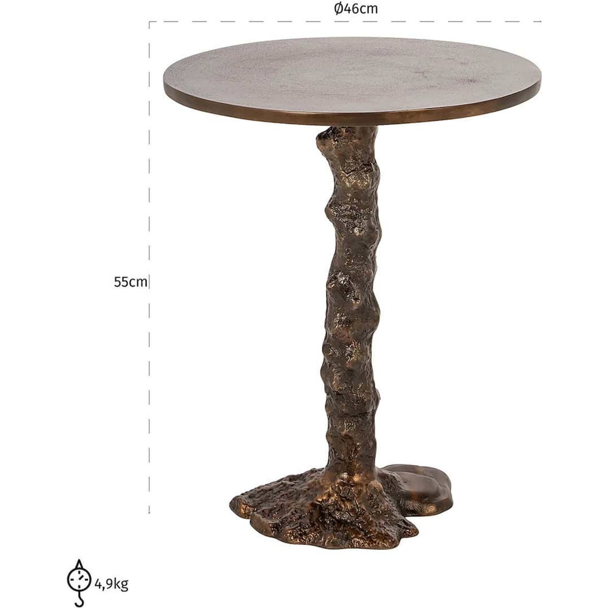 Table d'appoint en aluminium, CHANDON bronze antique, RECOLLECTION