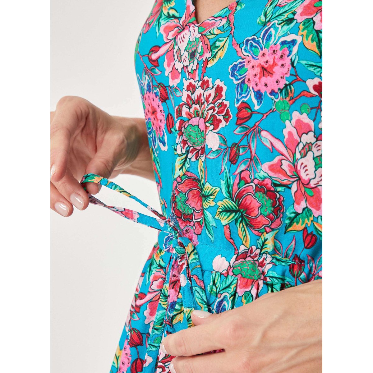 Robe longue imprimée fluide Ecovero QUIMPUR bleu canard praveen, LA FIANCÉE