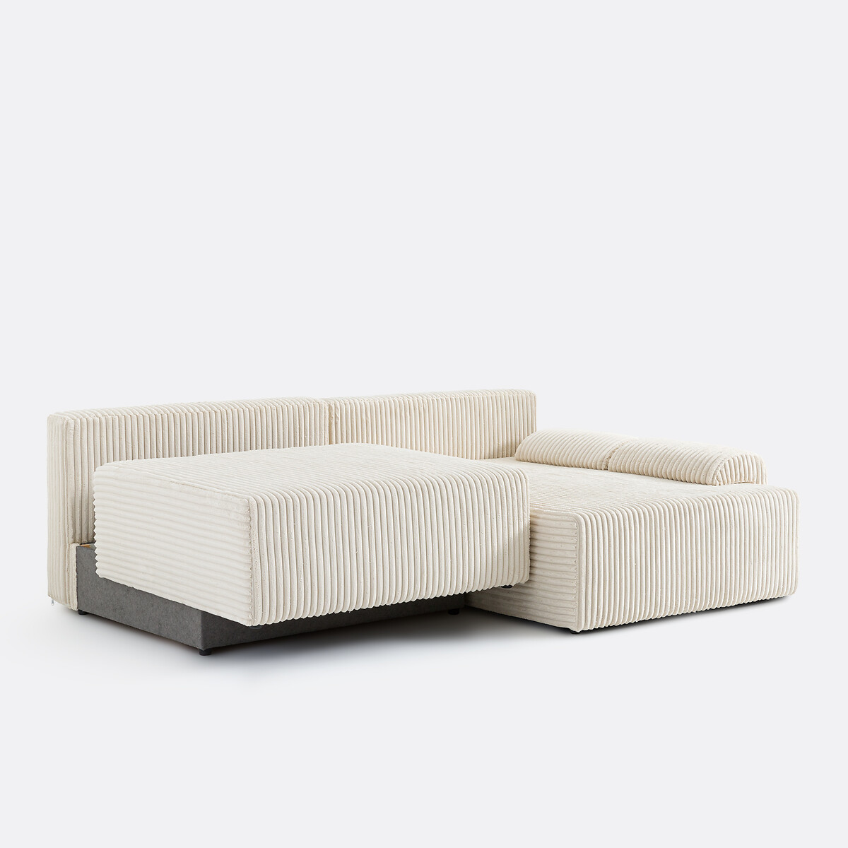 Canapé d'angle convertible avec coffre, en velours côtelé XL, MAONA ecru, LA REDOUTE INTERIEURS