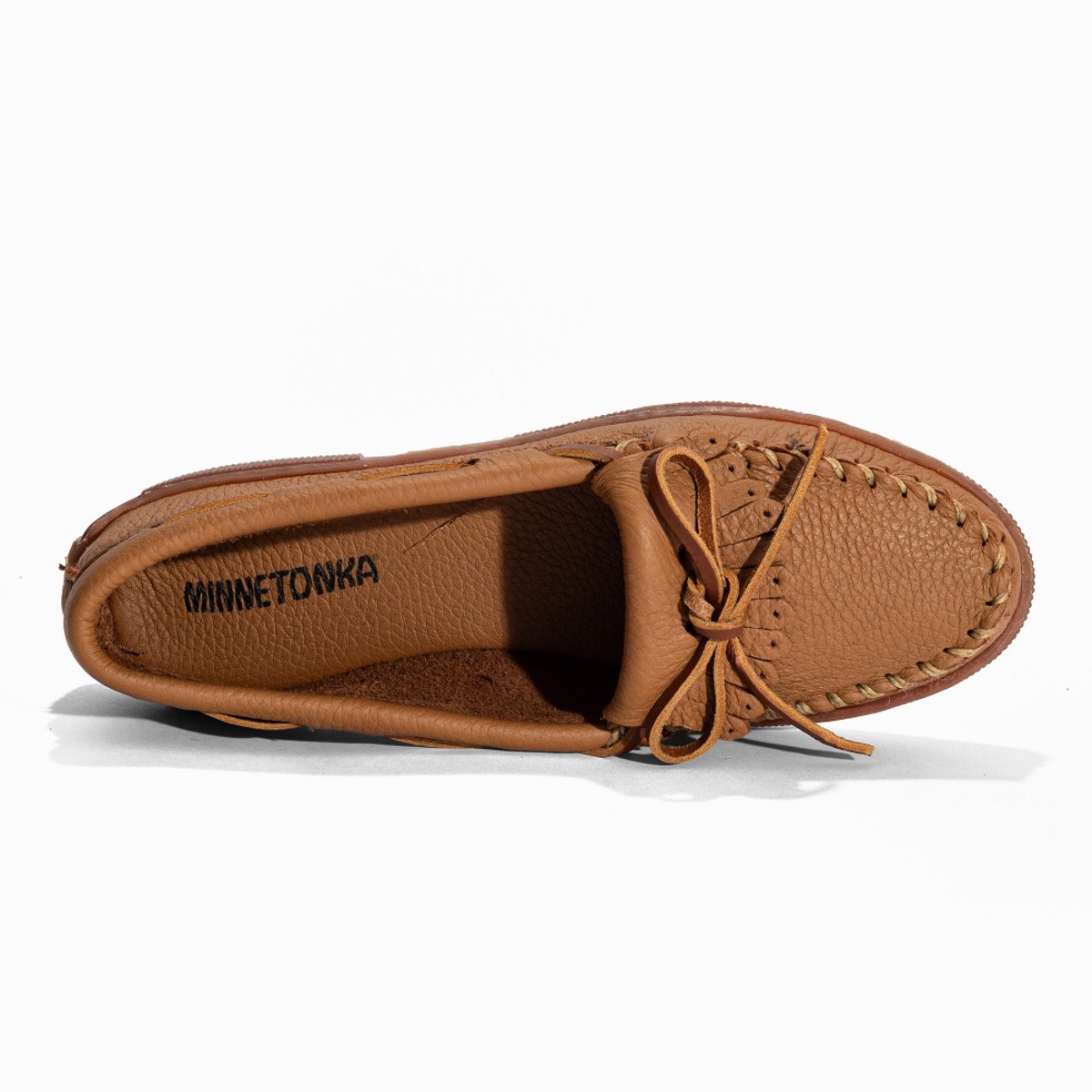 Mocassins en cuir Moosehide Kilty beige, MINNETONKA