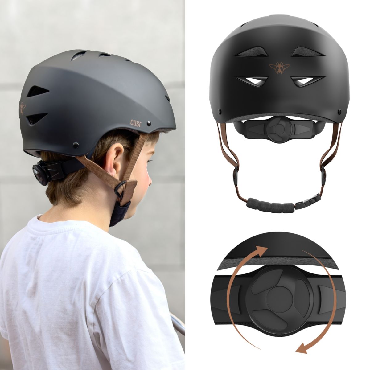 Casque Classico noir et marron taille S noir, CASR