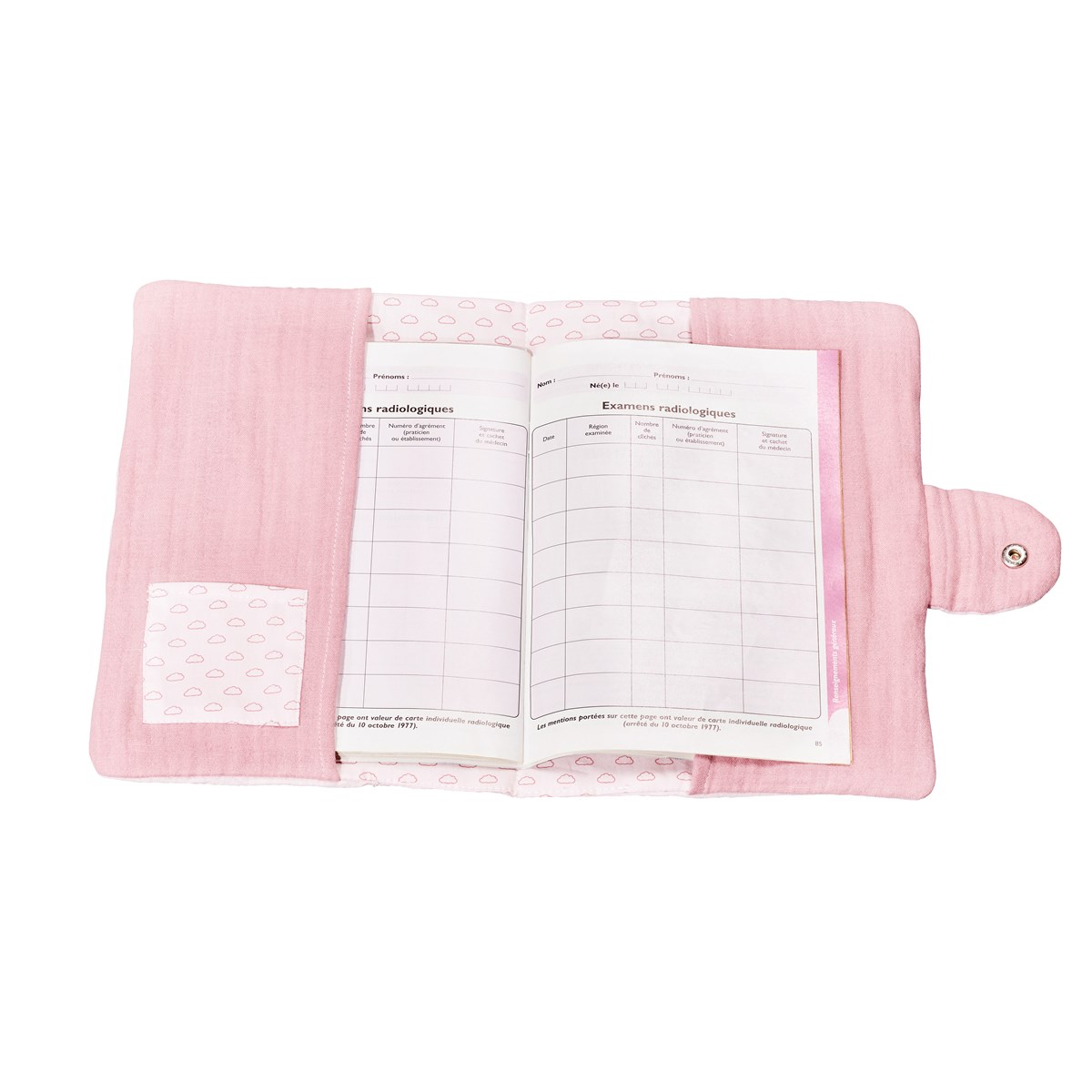Protège carnet de santé en coton rose, SAUTHON