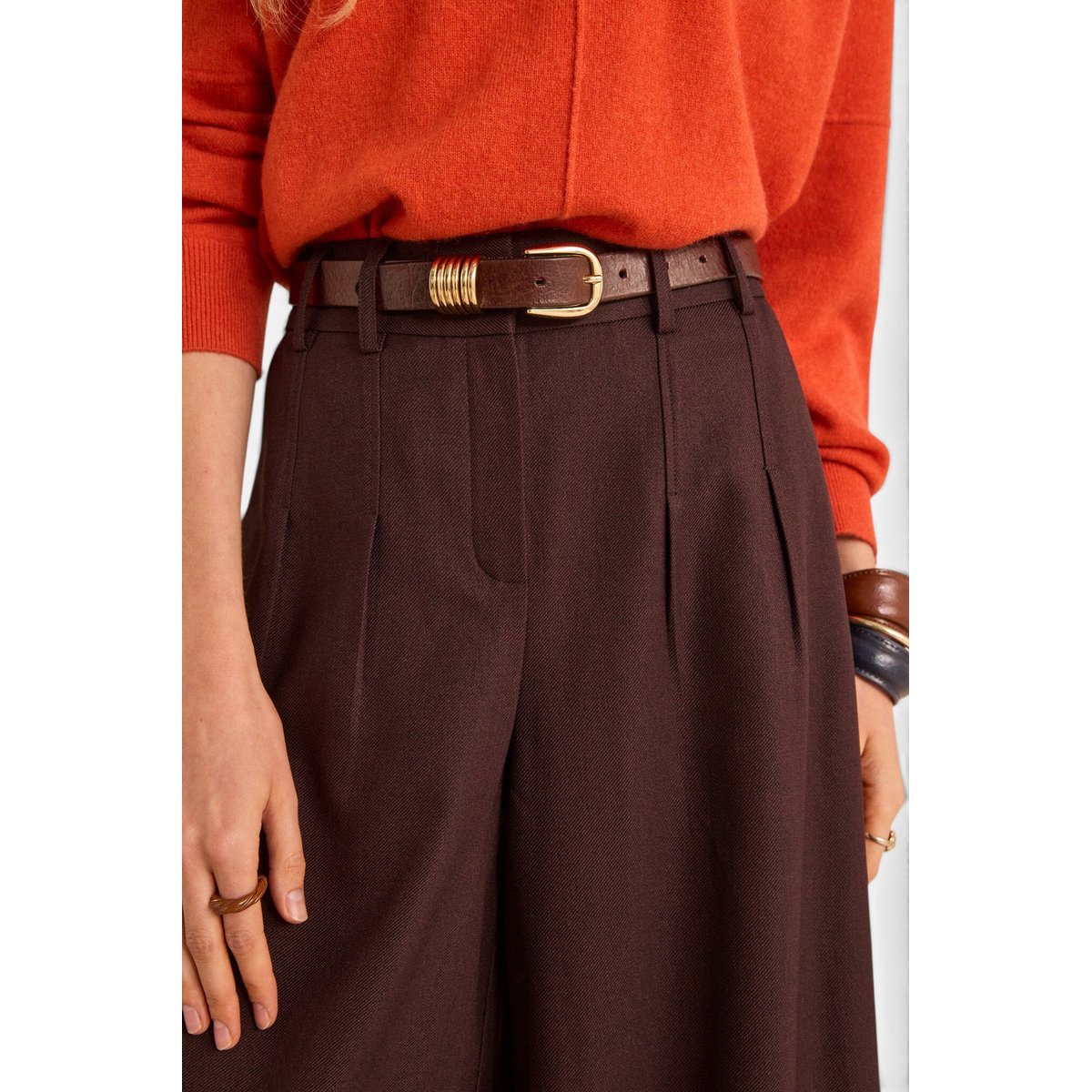 Pantalon large à pinces DAISY aubergine, Maison 123