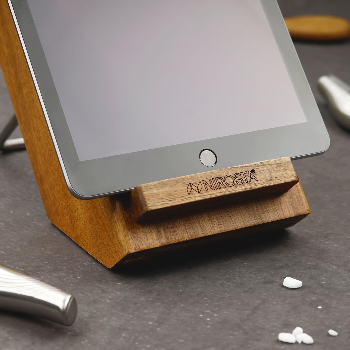 Bloc pour 7 couteaux avec support pour tablettes brun, NIROSTA