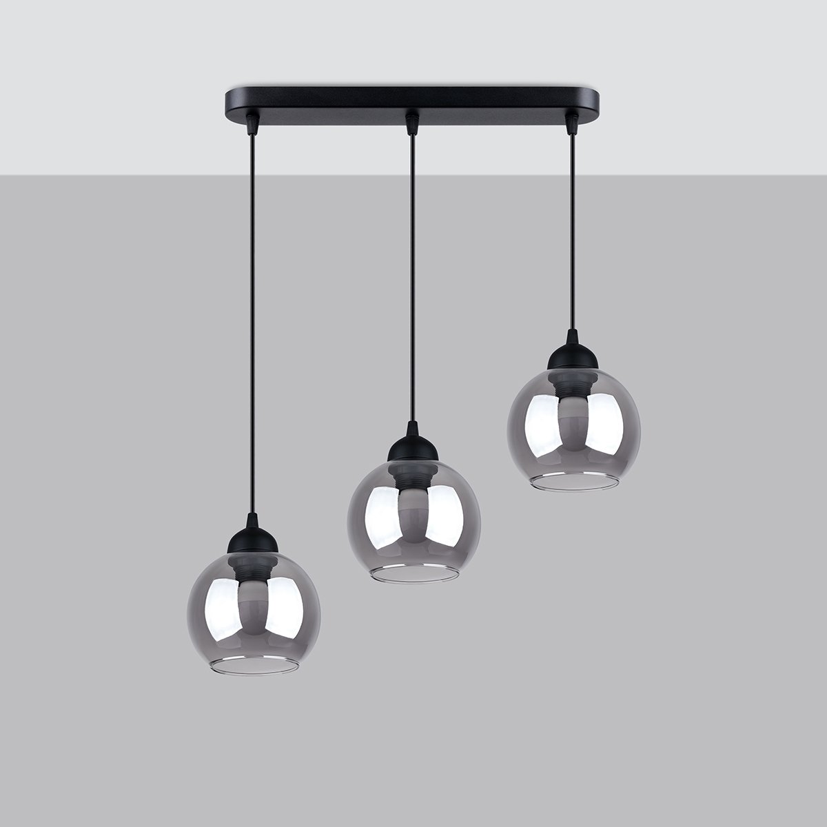 Suspension Acier Noir E27 3 Alino noir, EDEN