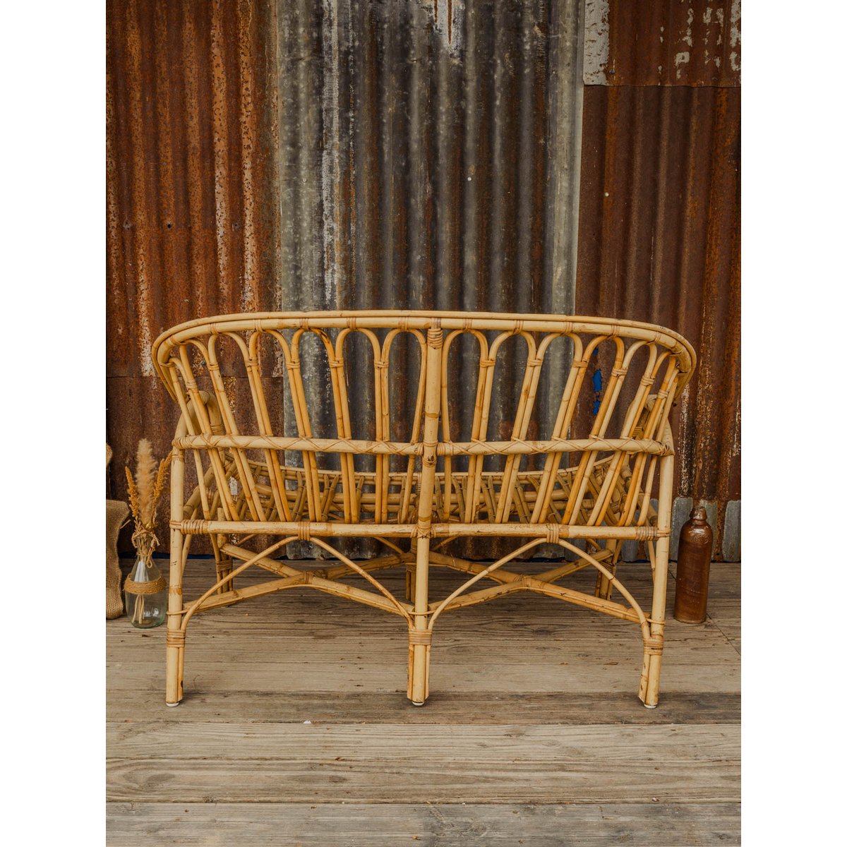 Banquette en bambou Martine N°169 - Bon état bois clair, DEBONGOUT