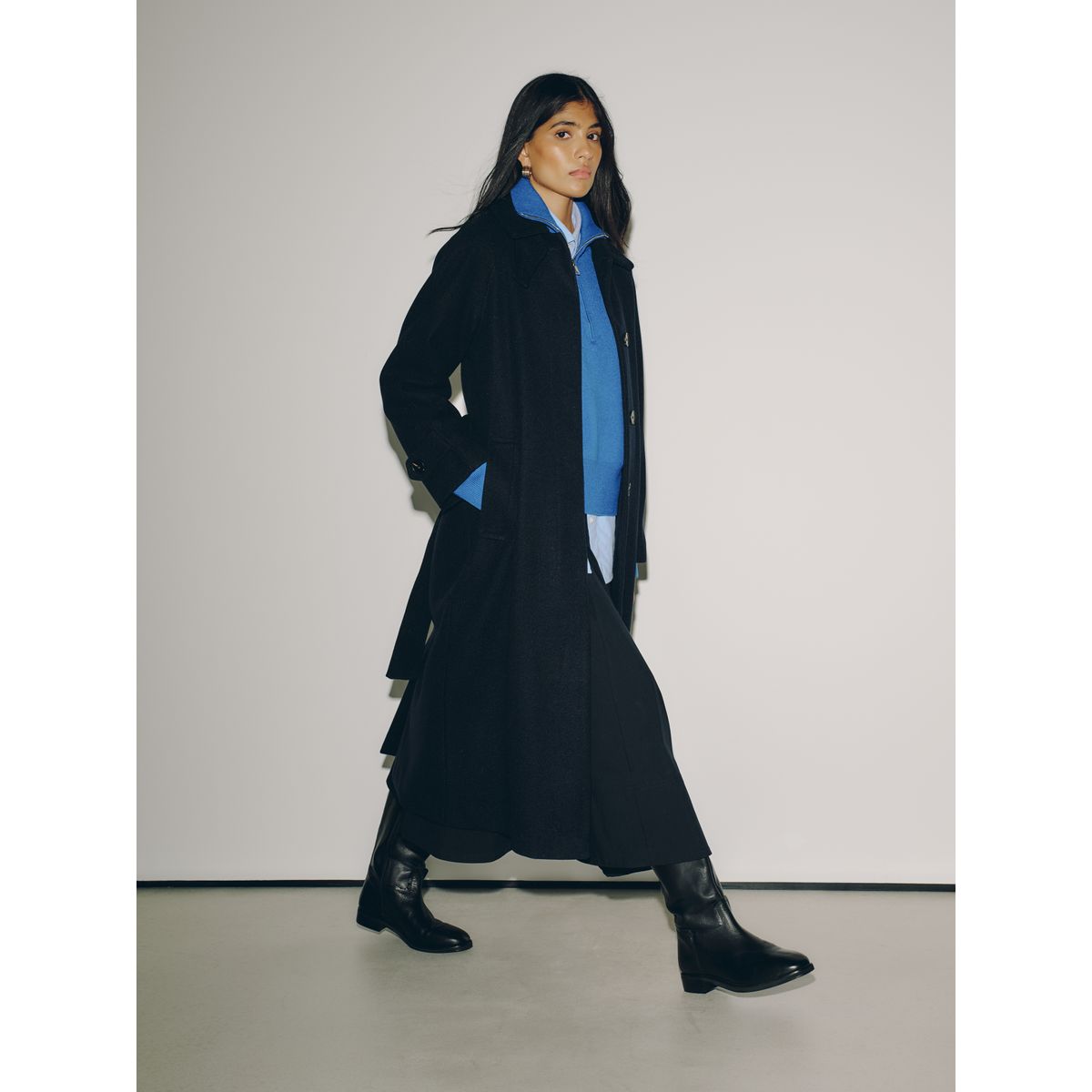 Manteau non doublé avec ceinture bleu marine, NEXT