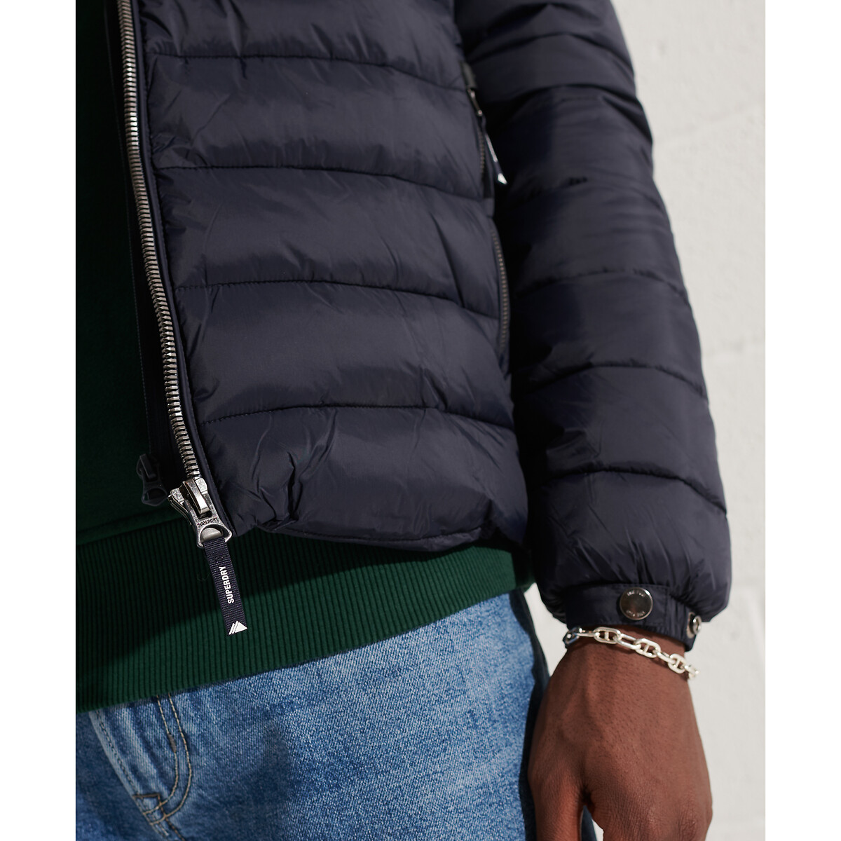 Doudoune zippée à capuche Fuji bleu marine, SUPERDRY