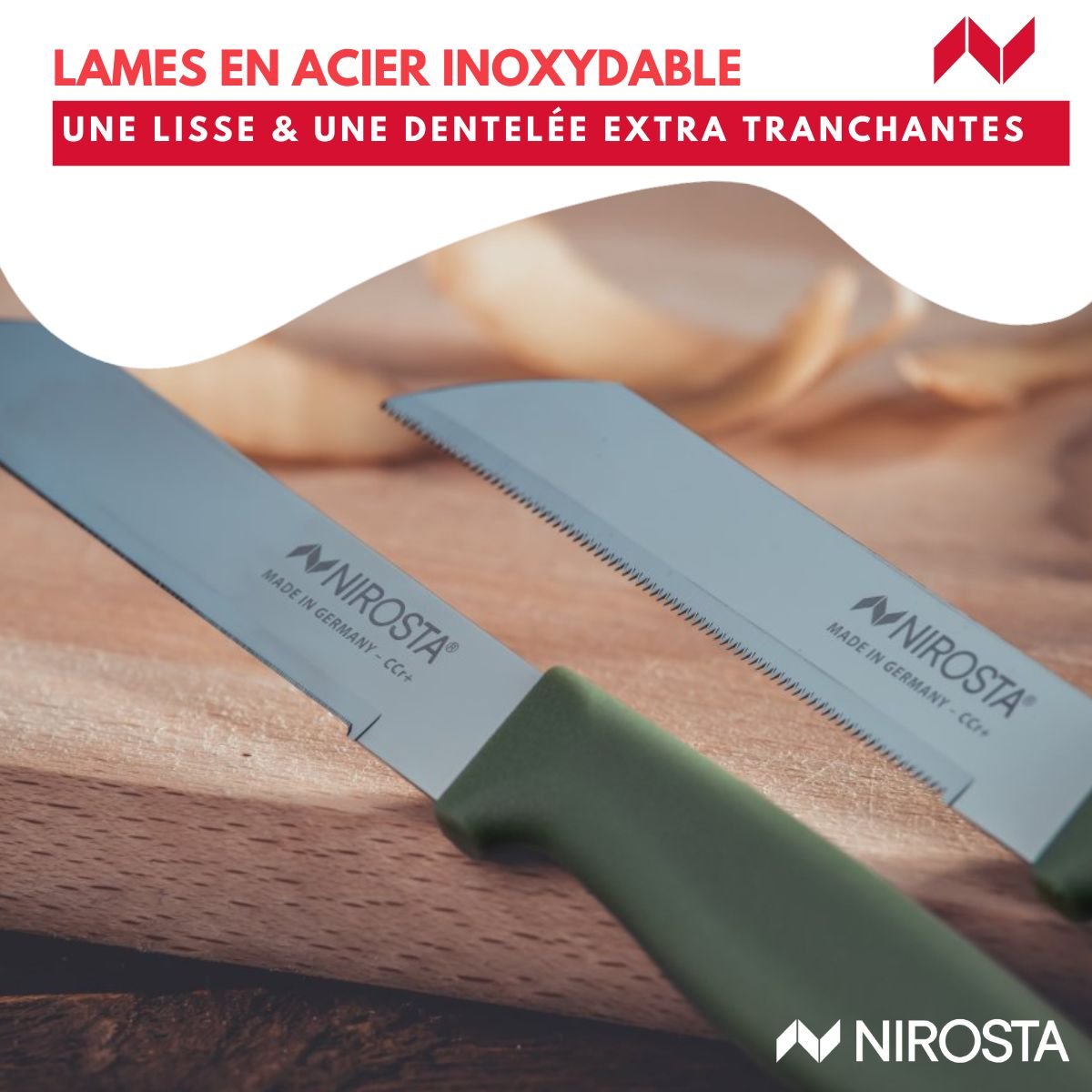 Set de 2 couteaux à légumes 19 cm ELEMENTAL vert, NIROSTA