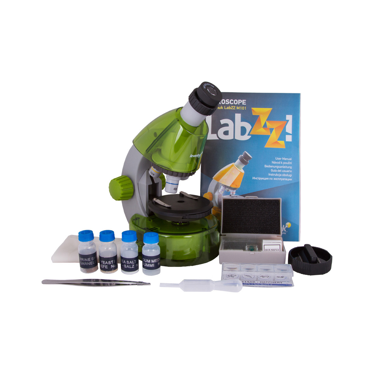Microscope  LabZZ M101 Lime (EN) couleur unique, LEVENHUK