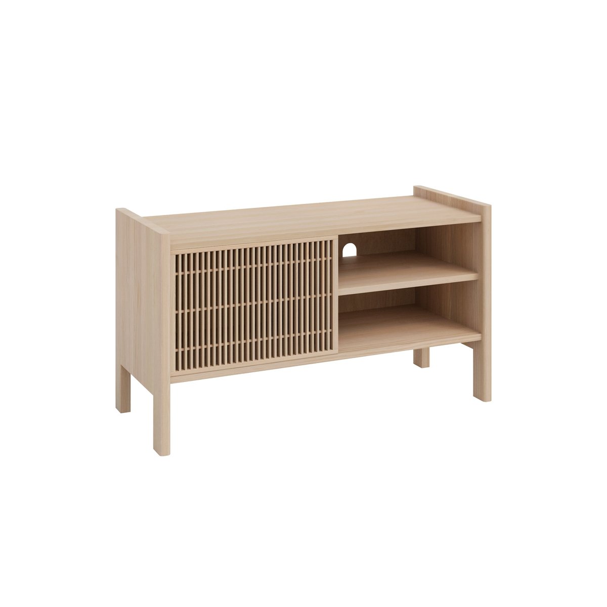 Meuble TV en pin massif non verni MENDIA PETIT bois clair, NAAN FURNITURE