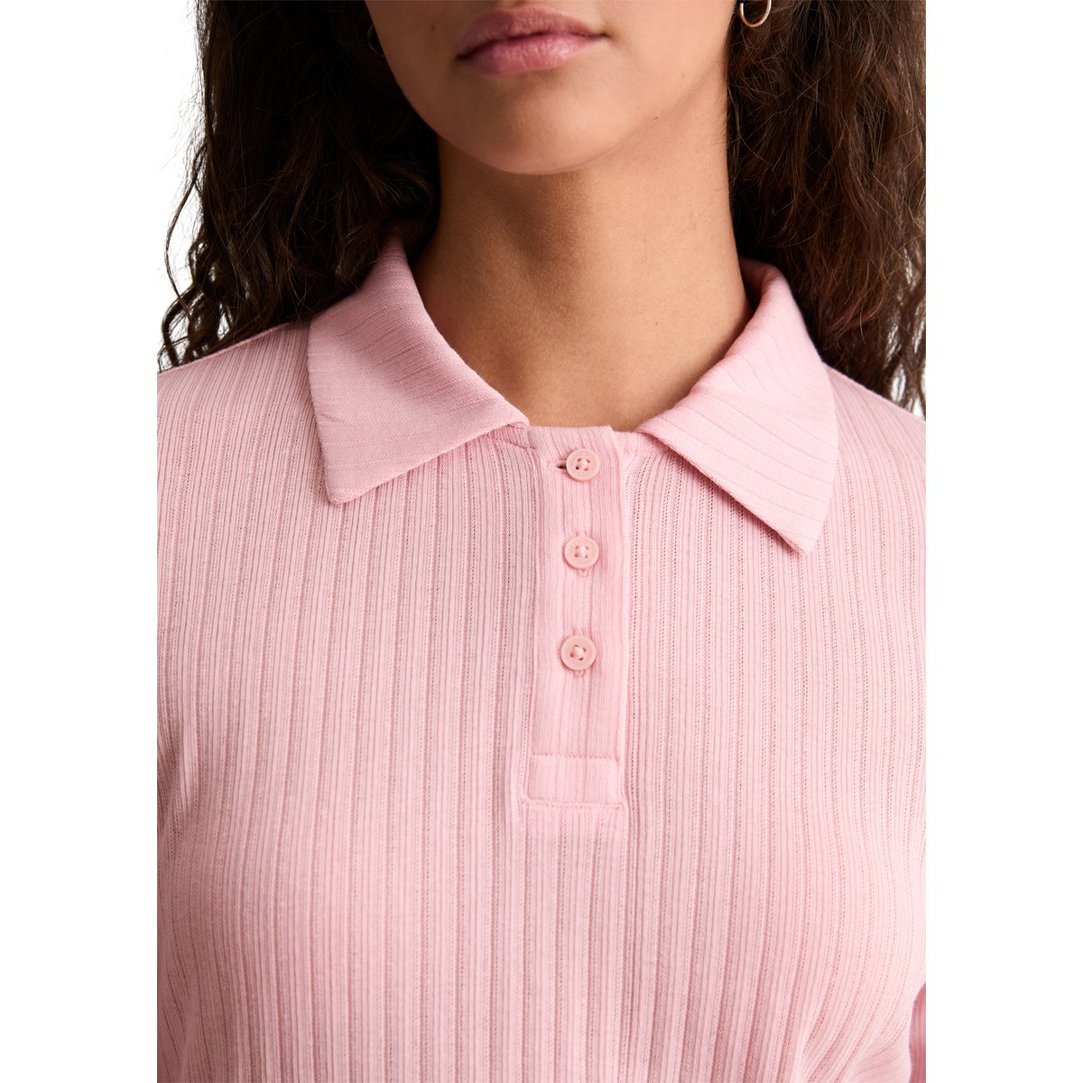 Polo slim en jersey ajouré à côtes rose bonbon, MARC O’POLO DENIM