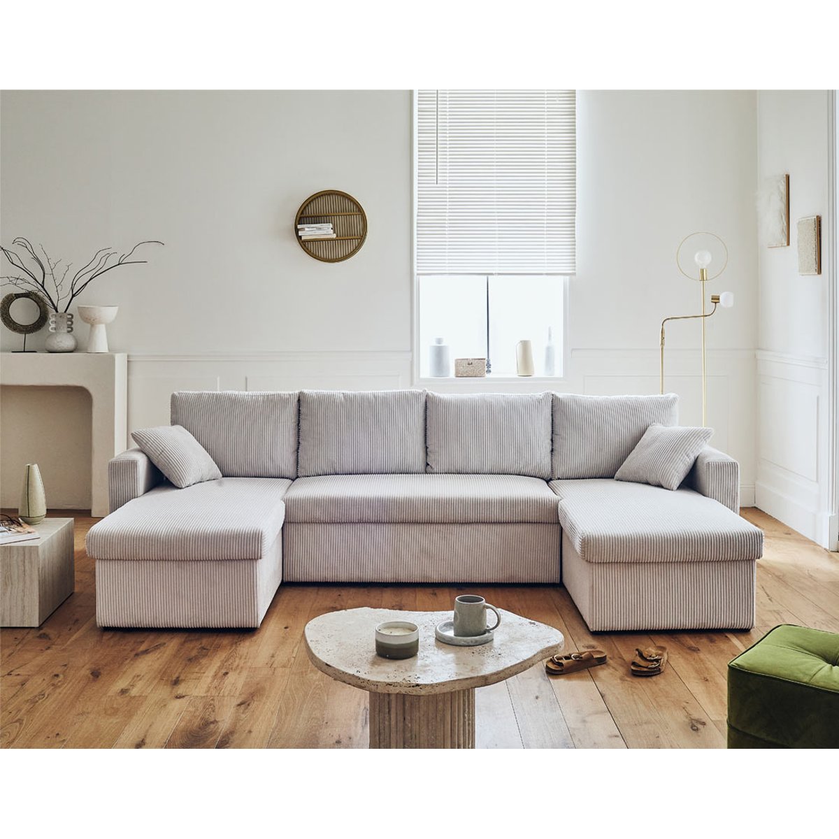 Canapé panoramique convertible 7 places, CYRUS beige, BEST MOBILIER